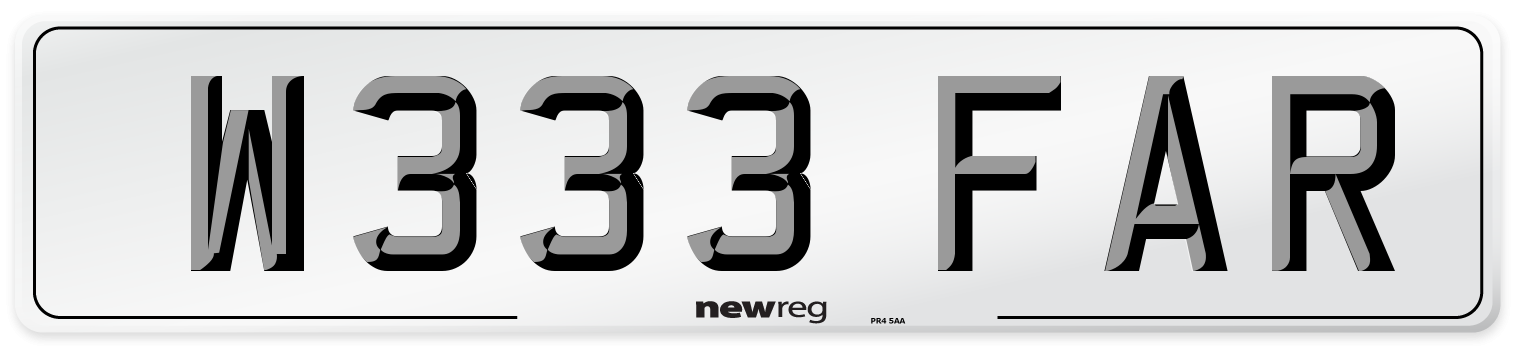 W333 FAR Number Plate from New Reg